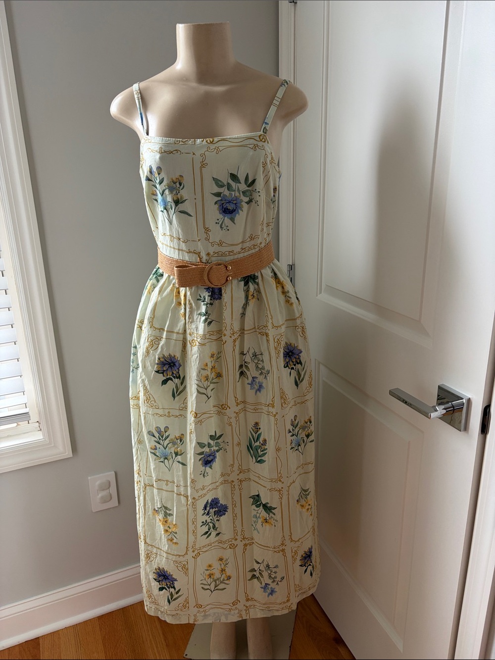 Taylor Cream Floral Spaghetti-Strap Maxi Dress